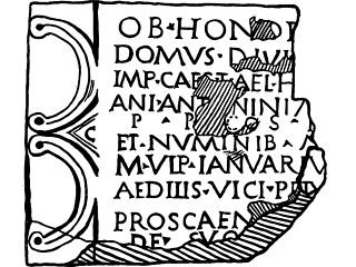 A black on white drawing showing all the remaining detail in a clearer and more easily readable form than on the damaged stone itself