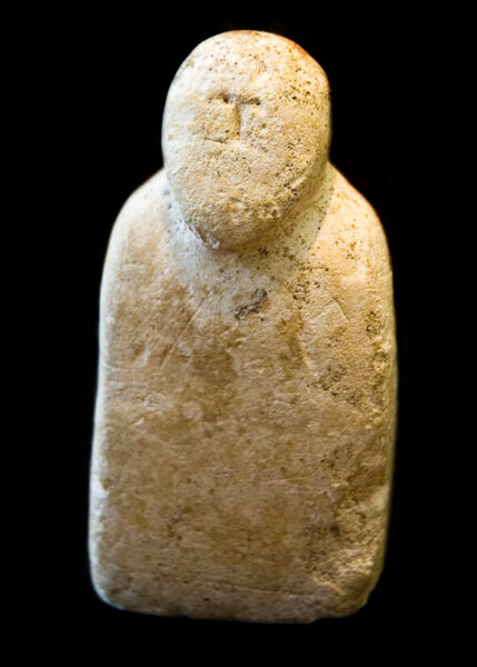 A chalk figure of an Iron Age Warrior.