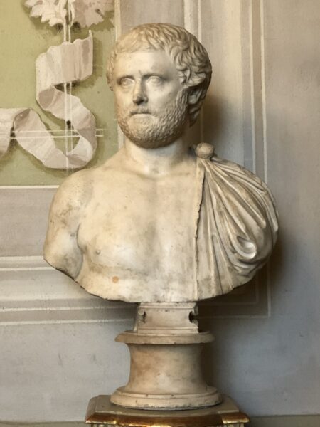 A marble bust of Ovid.